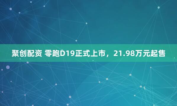 聚创配资 零跑D19正式上市，21.98万元起售